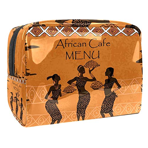 TIZORAX - Bolsa de maquillaje africana para menús cosméticos de PVC, bolsa de maquillaje, artículos de aseo de viaje, práctico organizador para las mujeres