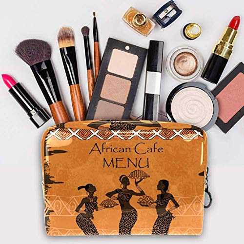 TIZORAX - Bolsa de maquillaje africana para menús cosméticos de PVC, bolsa de maquillaje, artículos de aseo de viaje, práctico organizador para las mujeres