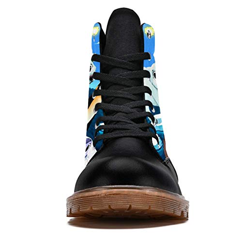 TIZORAX Botas de Invierno para Mujeres Animales Polares En El Hielo Impresiones de Alta Parte Superior Con Cordones Clásicos Zapatos de Escuela de Lona, color Multicolor, talla 41.5 EU