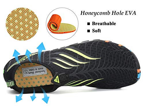 Tmaza Zapatos de Agua Hombre Mujer Secado Rápido Escarpines Piscina Respirable Antideslizante Zapatos de Surf para Buceo,Vela,Natacion Negro Blanco 40 EU