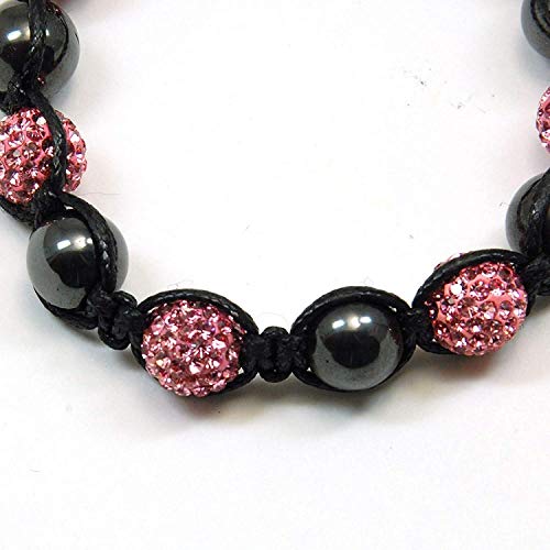 TOC – Disco de Balla Color Rosa Bola de cristal pulsera con hämatiten