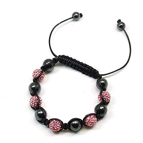 TOC – Disco de Balla Color Rosa Bola de cristal pulsera con hämatiten