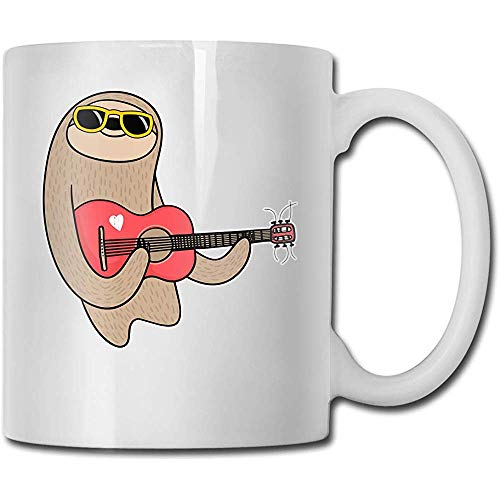 Tocando guitarra Taza de cerámica Taza Tazas Taza de viaje de cerámica Taza de té 330ml (Blanco)