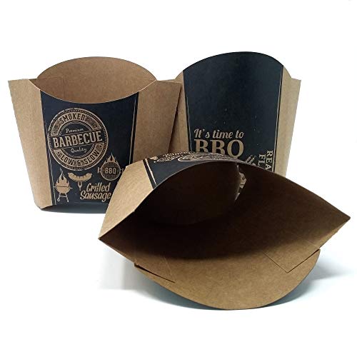 ToCis Big BBQ 24 cajas para hamburguesas, bolsas para patatas fritas, cuenco para perritos calientes de cartón, vajilla desechable, embalaje de comida rápida en diseño vintage