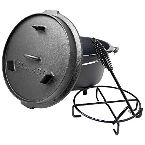 ToCis Big BBQ DO 9 Premium Dutch Oven | Horno holandés de Hierro Fundido | pretratadas y curadas 12" Olla de Hierro Fundido | con Elevador y Soporte para la Tapa | con Las piernas