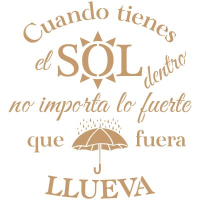 TODO STENCIL Deco Texto 053 Sol Lluvia, Medidas: Stencil 20 x 20 cm - Diseño 16,7 x 18 cm