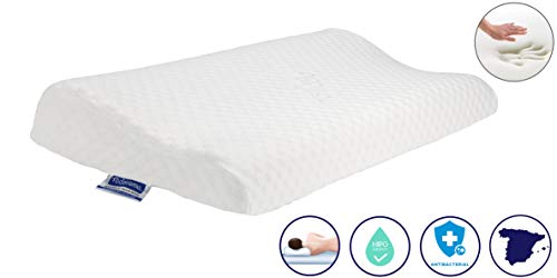 Todocama - Almohada viscoelástica Cervical con diseño ergonómico terapéutico. Doble Funda extraíble y Lavable. Fabricada íntegramente en España. Almohada Premium. (67x35x13cm)