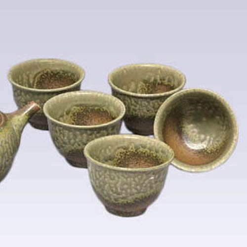 Tokyo Matcha Selection - Tokoname Pottery Teacup Set - ISSIN - IRABO Glaze - 5yunomi Cups [Standard Ship by Int'l e-Packet: with Tracking Number & Insurance]