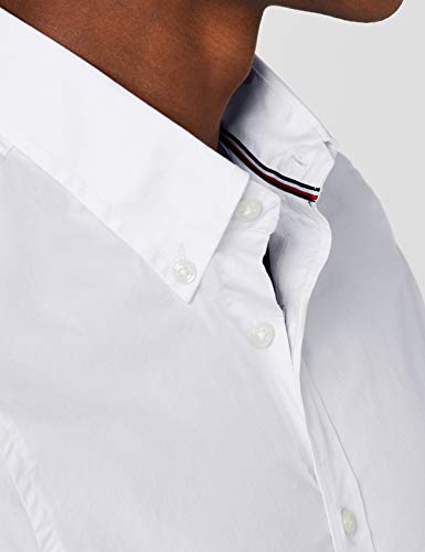 Tommy Hilfiger Core Stretch Slim Poplin Shirt Camisa, Blanco (Bright White 100), Small para Hombre