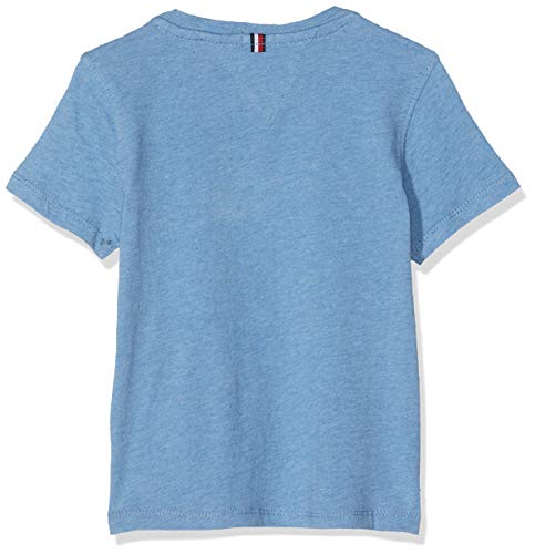 Tommy Hilfiger T Camiseta Básica de Manga Corta, Azul (Dark Allure Heather), 110 (Talla del fabricante: 5) para Niños