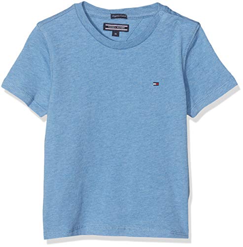 Tommy Hilfiger T Camiseta Básica de Manga Corta, Azul (Dark Allure Heather), 110 (Talla del fabricante: 5) para Niños