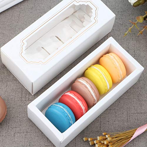 TOOGOO 10 Piezas Caja de Macarons Caja de Embalaje de Regalo de Papel Kraft de Bronceado Blanco Cajas de Pastel de Bodas de Cumplea？Os para Ni？Os para Invitados Dulces