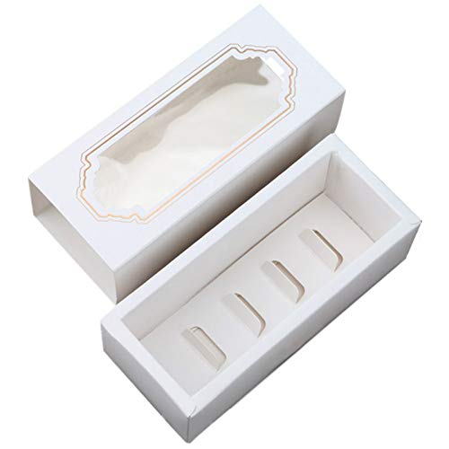 TOOGOO 10 Piezas Caja de Macarons Caja de Embalaje de Regalo de Papel Kraft de Bronceado Blanco Cajas de Pastel de Bodas de Cumplea？Os para Ni？Os para Invitados Dulces