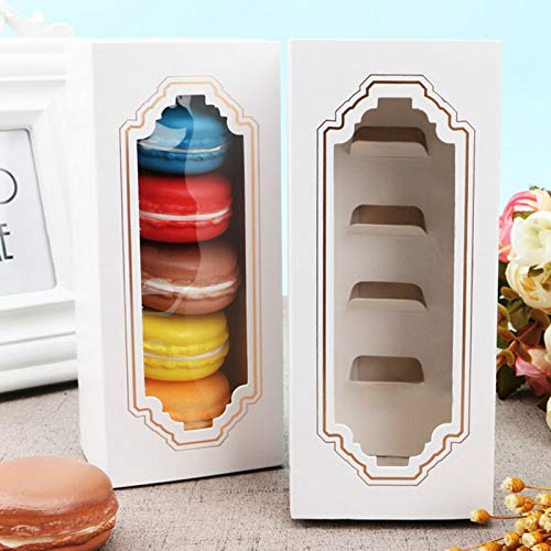 TOOGOO 10 Piezas Caja de Macarons Caja de Embalaje de Regalo de Papel Kraft de Bronceado Blanco Cajas de Pastel de Bodas de Cumplea？Os para Ni？Os para Invitados Dulces