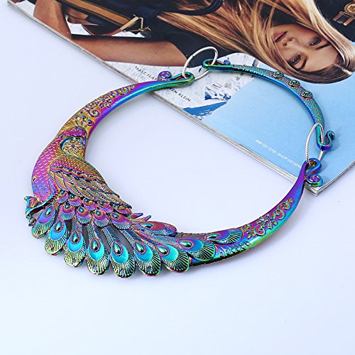 TOOGOO Retro etnico tallado purpura verde pavo real collar grande indio maxi joyeria de las mujeres collar exagerado joyeria