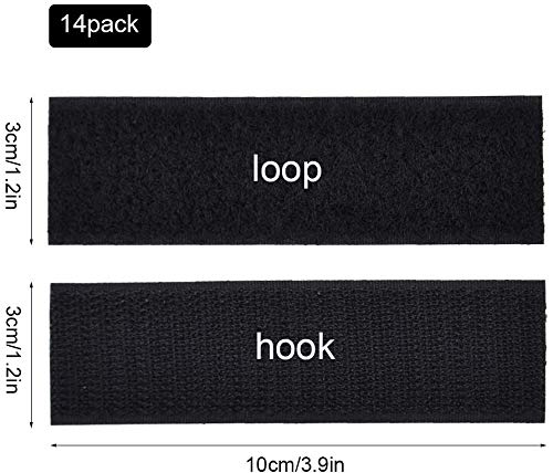 TOOHUI 12 Pares Hook y Loop Bandas, Extra Fuerte Doble Cara Cinta de Velcro Autoadhesivos para Hogar Oficina Industria, Negro(Cuadrado, 3cm x 10cm)