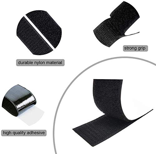 TOOHUI 12 Pares Hook y Loop Bandas, Extra Fuerte Doble Cara Cinta de Velcro Autoadhesivos para Hogar Oficina Industria, Negro(Cuadrado, 3cm x 10cm)