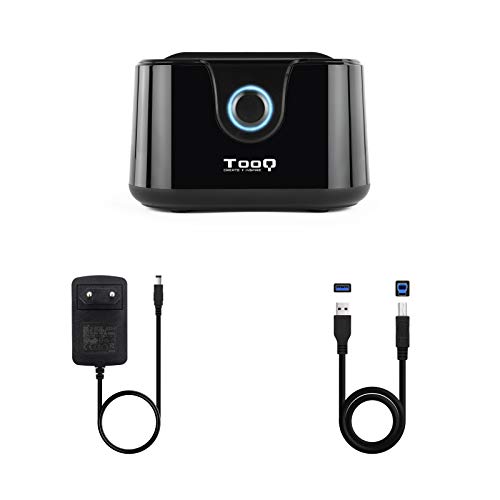 TooQ TQDS-802B - Base de conexion Docking Station con Doble Bahia SATA para Discos de 2.5" y 3.5", USB 3.0 y USB 2.0 Host, Funcion Clone Offline, Color Negro