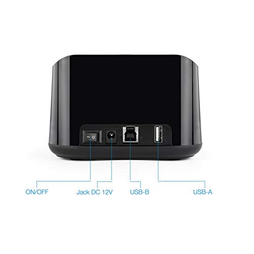 TooQ TQDS-802B - Base de conexion Docking Station con Doble Bahia SATA para Discos de 2.5" y 3.5", USB 3.0 y USB 2.0 Host, Funcion Clone Offline, Color Negro