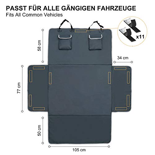 Toozey Funda para Maletero de Coche Universal, 2 Bolsillos Grandes, Impermeable & Antideslizante, 185 x 105 cm Funda para Perros para Todos los Autos, Cuenco Plegable y E-Book Bono - Gris