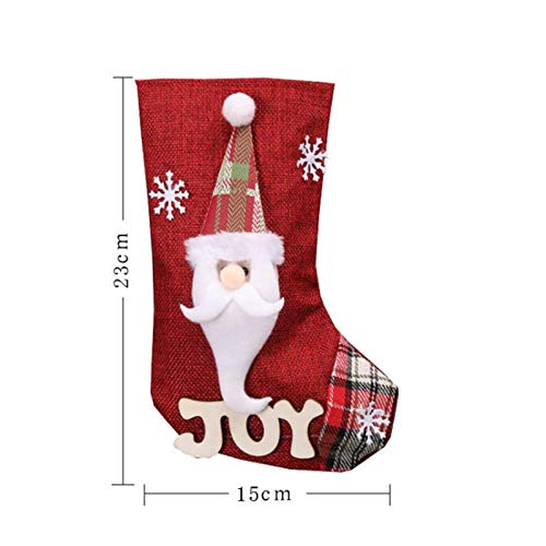 Topanke Calcetines Navidad Decoracion Medias de Navidad diseño de Papá Noel, Reno, Chimenea Calcetines, Felpa 3D, para Decoraciones de Navidad, Suministros de Fiesta(23 * 15 cm)