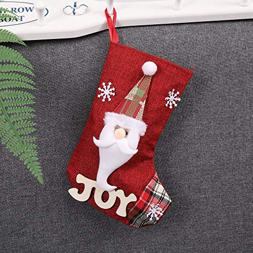 Topanke Calcetines Navidad Decoracion Medias de Navidad diseño de Papá Noel, Reno, Chimenea Calcetines, Felpa 3D, para Decoraciones de Navidad, Suministros de Fiesta(23 * 15 cm)