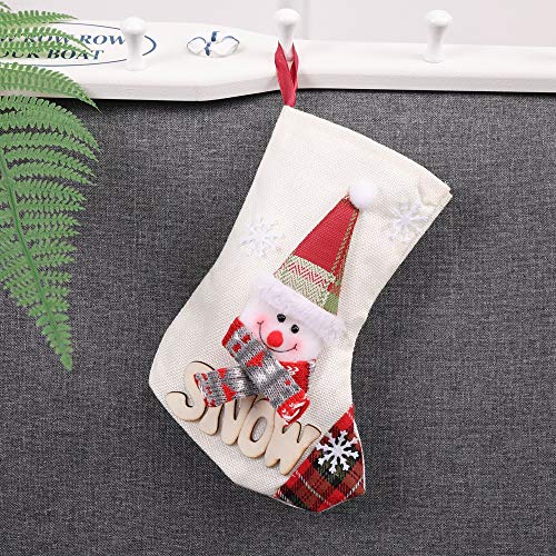 Topanke Calcetines Navidad Decoracion Medias de Navidad diseño de Papá Noel, Reno, Chimenea Calcetines, Felpa 3D, para Decoraciones de Navidad, Suministros de Fiesta(23 * 15 cm)