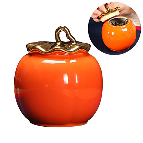 TOPBATHY Recipiente de Té de Cerámica Tanque de Almacenamiento Sellado en Forma de Calabaza Lata para Té Miel Azúcar Café Galletas Nueces (Rojo)