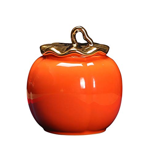 TOPBATHY Recipiente de Té de Cerámica Tanque de Almacenamiento Sellado en Forma de Calabaza Lata para Té Miel Azúcar Café Galletas Nueces (Rojo)