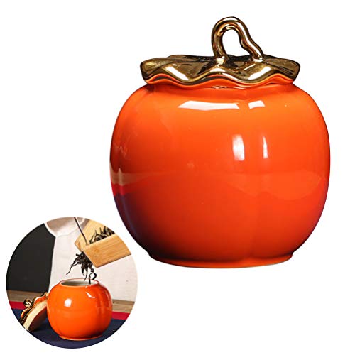 TOPBATHY Recipiente de Té de Cerámica Tanque de Almacenamiento Sellado en Forma de Calabaza Lata para Té Miel Azúcar Café Galletas Nueces (Rojo)