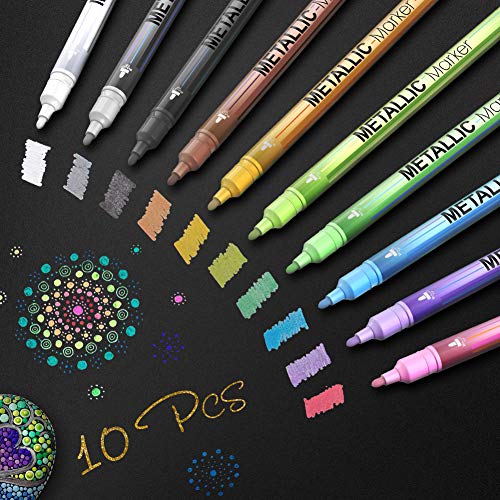 TOPERSUN 10PCS Rotuladores Metálicos de Punta Media Rotuladores de Colores para Hacer Tarjetas Scrapbooking Foto de bricolaje Piedra de papel del álbum