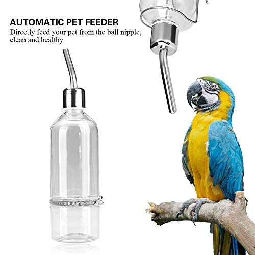 TOPINCN Alimentador de Agua del Loro Fuente de Agua Potable automática Boquilla de Acero Inoxidable Pezón Pájaro de Agua para Mascotas(S)