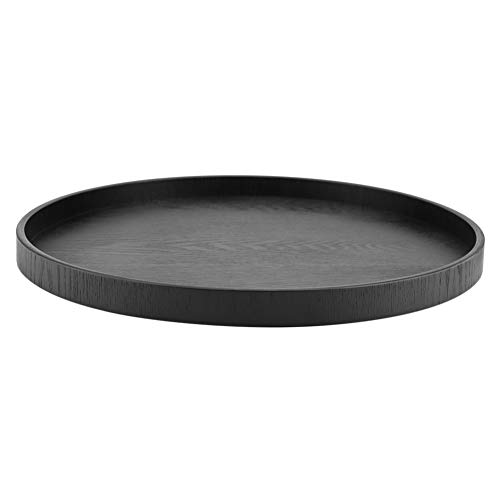 TOPINCN Forma Redonda Comida de Madera Maciza Comidas Que sirven Bandeja de té Café Aperitivo Comida en casa Restaurante Bandejas 37.5 cm(Negro)