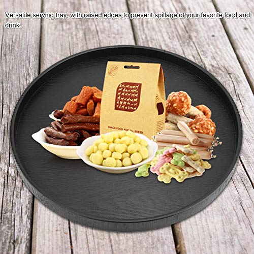 TOPINCN Forma Redonda Comida de Madera Maciza Comidas Que sirven Bandeja de té Café Aperitivo Comida en casa Restaurante Bandejas 37.5 cm(Negro)