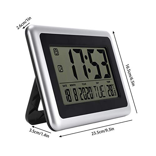 Topker LCD Digital de Pared Grande del termómetro del Reloj del Calendario de Escritorio Medidor de Tiempo Alarma electrónica Interiores Temperatura