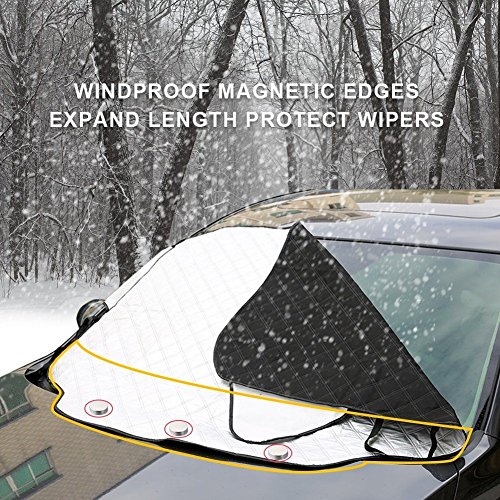 TOPWINNER Protector Parabrisas Magnético Coche Antihielo Nieve Hielo Nieve Viento Lluvia Sombra Sol Plata 147 * 116cm SUV