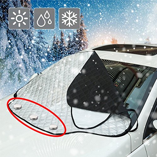 TOPWINNER Protector Parabrisas Magnético Coche Antihielo Nieve Hielo Nieve Viento Lluvia Sombra Sol Plata 147 * 116cm SUV