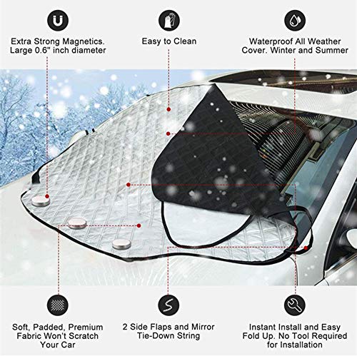 TOPWINNER Protector Parabrisas Magnético Coche Antihielo Nieve Hielo Nieve Viento Lluvia Sombra Sol Plata 147 * 116cm SUV