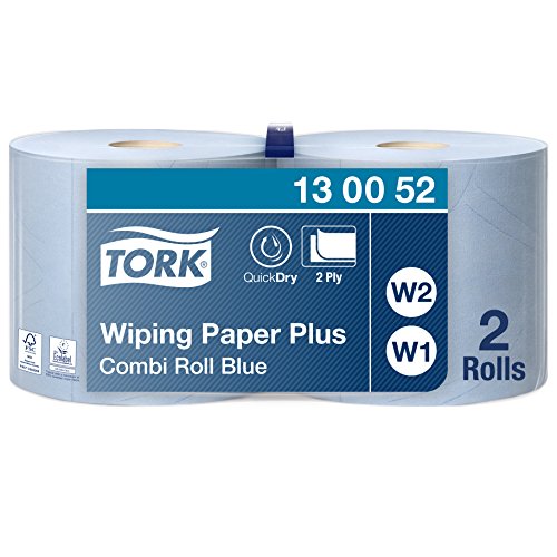 Tork 130052 - Pack de 2 bobinas de papel de secado, 2 capas, color azul