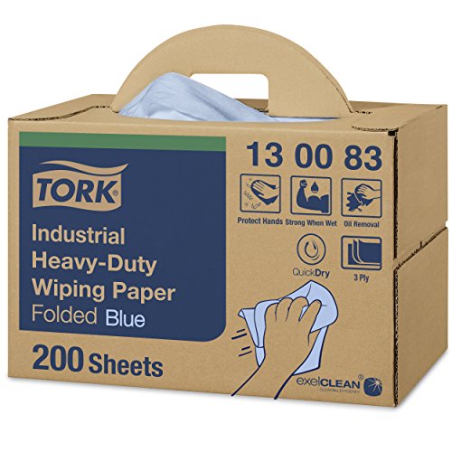 Tork 130083 Papel de secado extra fuerte para la industria/Premium / 3 capas/Paños de papel compatibles con el sistema W7 / 200 hojas/color azul