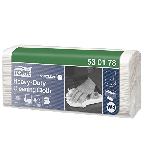 Tork 530178 Paño de limpieza ultrarresistente Premium / Papel multiuso compatible con el sistema W4 / 1 paquete x 100 paños / color blanco