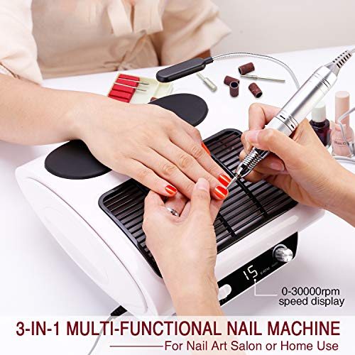 Torno para Uñas Profesional 30000 RPM, AZ GOGO Velocidad Ajustable Lima de Uñas Eléctrica, Aspirador, Pedal y Pantalla LED, Manicura y Pedicura Pulidor Eléctrico Ideal para Salón de Belleza y Casa