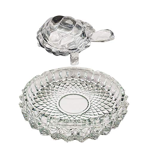 Tortuga de cristal con bandeja de vidrio para Feng Shui y Vastu Pond Pot / Vastu / Feng Shui Glass Tortuga de cristal Prosperidad Energía positiva Decoración o regalo Tortuga de buena suerte