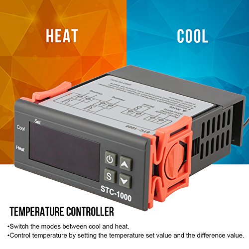Tosuny Controlador Digital de Temperatura, Modos de Calor/frío del termostato con sensores 2 relés para acuarios, terrarios, zoológicos, paludarium, incubadora de Pollos