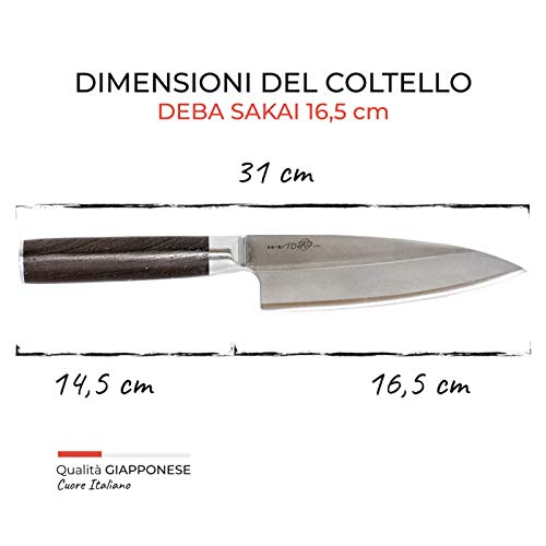 Totiko Japan Knives, cuchillo de cocina japonés profesional, Deba Sakai 16,5 cm - 5 pulgadas