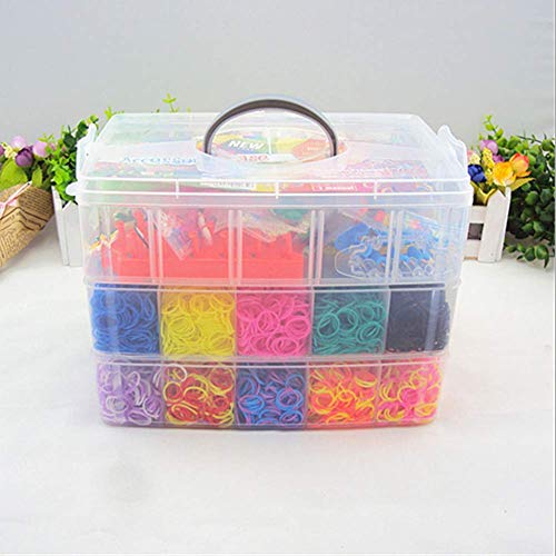 Towinle Gomitas para Hacer Pulseras, 15000 Cintas en Caja de Almacenamiento con 3 Capas con Marcos y Ganchos Rainbow Loom Bands Lujoso Set para Pulseras