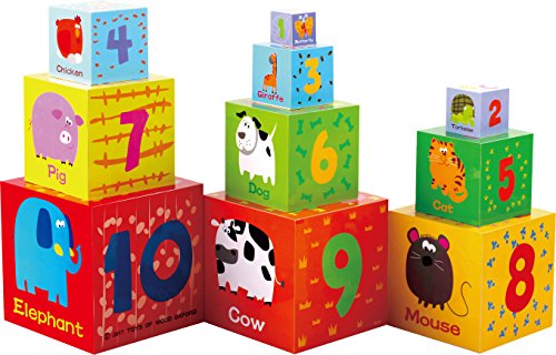 TOWO Caja apilable madera - Cubos apilables del Alfabeto de Madera para Aprender los números, Aprender Colores y Animales - Juguete Educativo 2 años - Juguetes montessori educativos