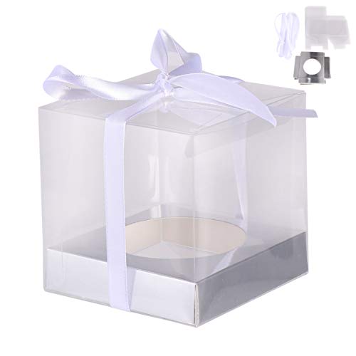 TOYANDONA 10 Paquetes 3. 54X3. 54X3. 54 Pulgadas Cajas de Plástico Transparente Transparente Caja de Pastel Caja de Adorno Caja de Embalaje Caja de Regalo