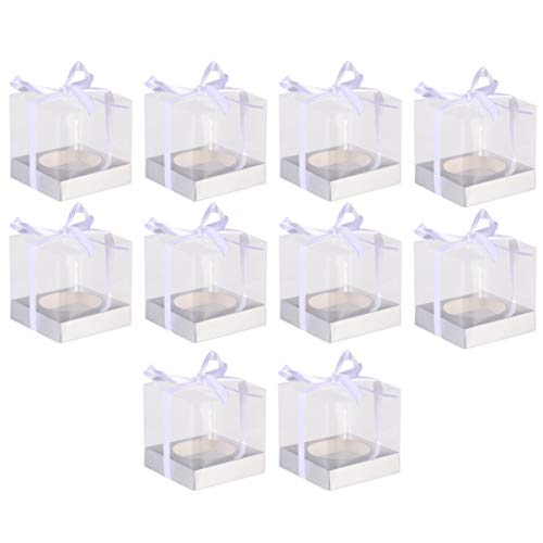 TOYANDONA 10 Paquetes 3. 54X3. 54X3. 54 Pulgadas Cajas de Plástico Transparente Transparente Caja de Pastel Caja de Adorno Caja de Embalaje Caja de Regalo