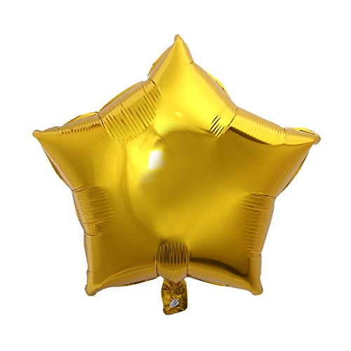 TOYMYTOY 50pcs Globos de Estrellas de Cinco Puntas de Papel de Aluminio para Decoración de la Fiesta de Cumpleaños (Oro)